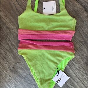 Beach Riot Watermelon Lemonade Shimmer Mackenzie Top Heidi Bottoms NWT Size M